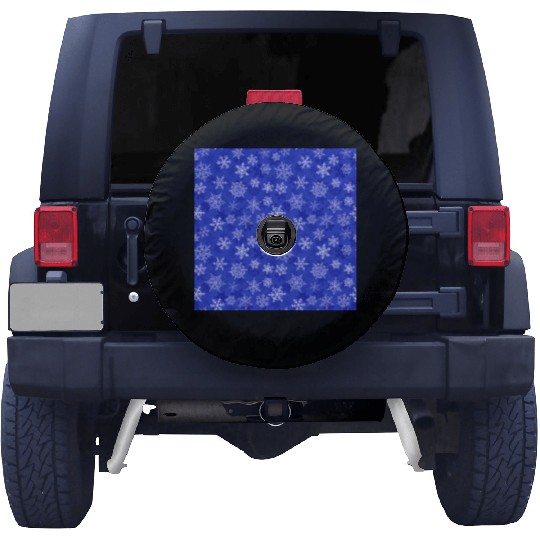Pretty Navy Blue Snowflakes Pattern Spare Tire Covers