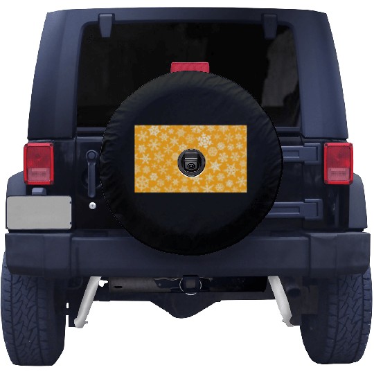 Winter Snowflakes Pattern Orange White Spare Tire Covers