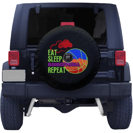 Red Cloud Eat Sleep Basketball Repeat funny sport. Spare Tire Covers