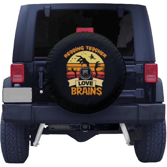 Reading Teachers Love Brains Zombie Halloween Spare Tire Covers