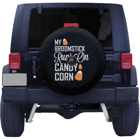 My Broomstick Runs On Candy Corn Spare Tire Covers