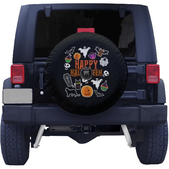 Pumpkin Lantern Skull Ghost Happy Halloween Spare Tire Covers