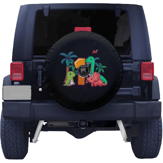 1st Birthday T-Rex Triceratops Dinosaur 1 Year Spare Tire Covers