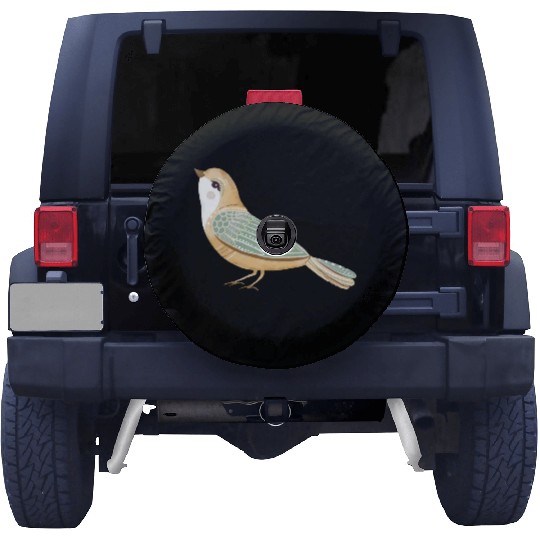 Folk art little fancy bird Spare Tire Covers