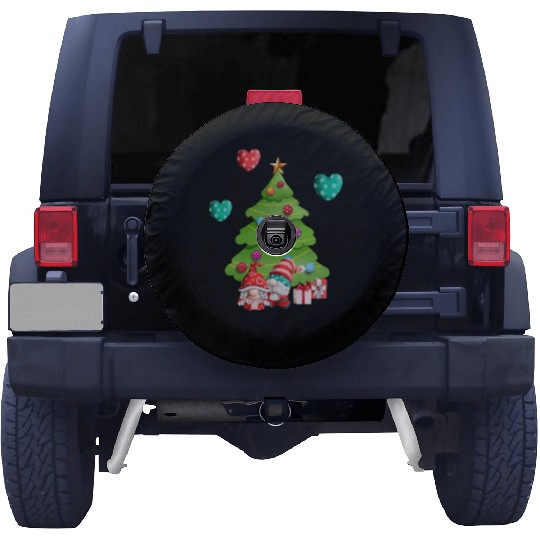 christmas is love, gnomes, christmas tree, love Spare Tire Covers