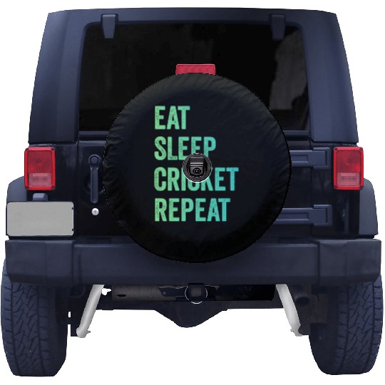 Eat sleep cricket repeat | Cricket Lover Spare Tire Covers