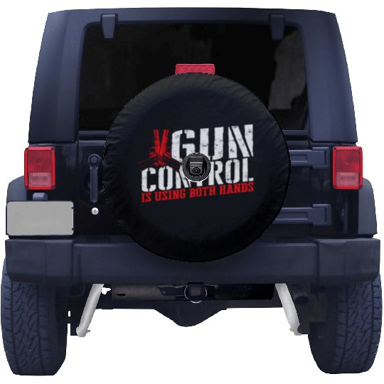 Gun control is using both hands - gun reform Spare Tire Covers
