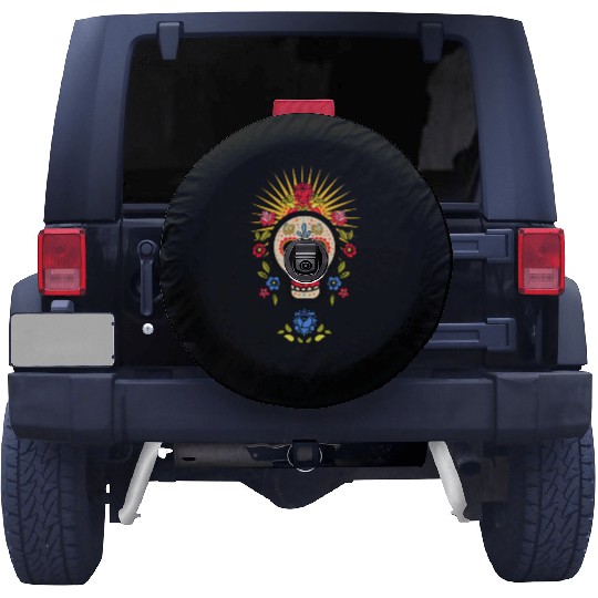 Vingtage Rock Skull Rose Floral Spare Tire Covers