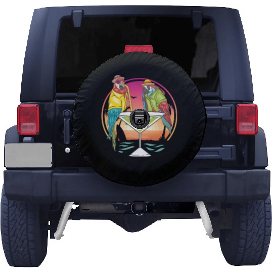 Parrots Drinking Margarita Hawaiian Birds Gift Spare Tire Covers