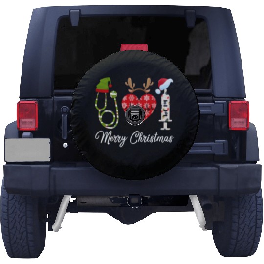 Merry Christmas Nursing Elf Reindeer Santa Hat Spare Tire Covers
