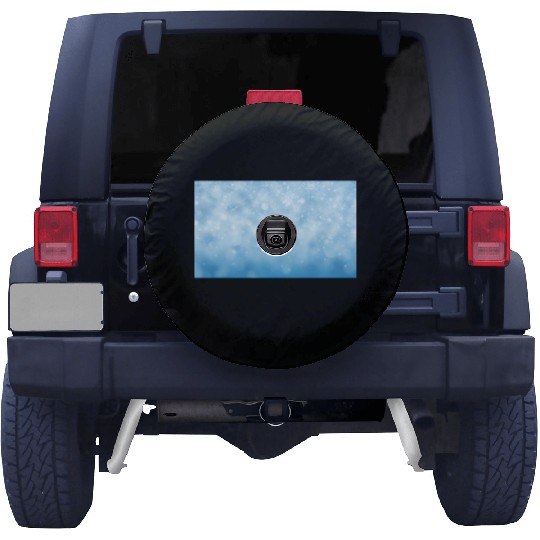 Blue Bokeh Christmas Snowflakes Spare Tire Covers
