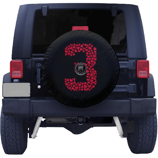 Number 3 Hearts Shaped 3rd Birthday Valentine Day Spare Tire Covers