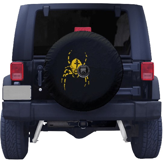 yellow black stripes spider trick or treat Spare Tire Covers