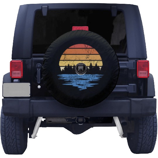 RETRO FOREST WITH LAKE IN SUNSET VINTAGE Spare Tire Covers