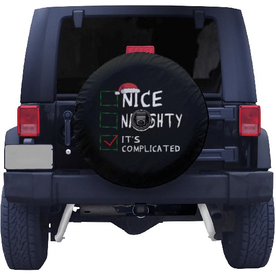 Nice Naughty It's Complicated Christmas List Santa Spare Tire Covers