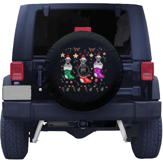 Miniature Schnauzer Christmas Lights Funny Xmas Spare Tire Covers