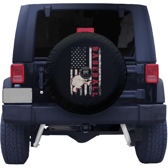 Baseball Catcher USA Flag Patriotic American Flag Spare Tire Covers