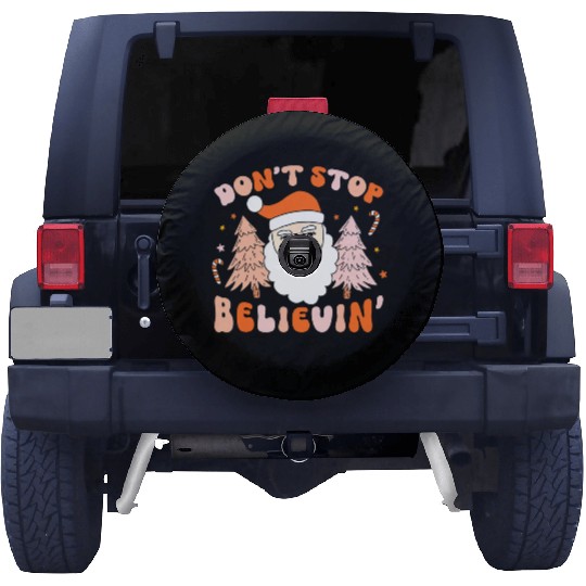 Retro Groovy Don't Stop Believin' Christmas Cute Spare Tire Covers
