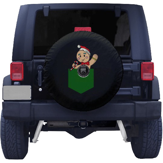 Christmas gingerbread man in breast pocket gift Spare Tire Covers
