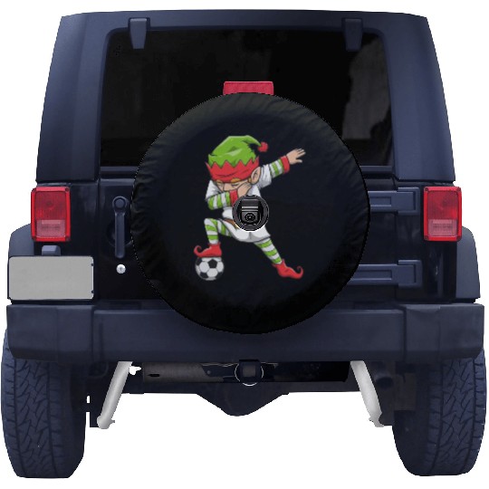 Soccer Boy Dabbing Elf Squad Christmas Jersey Spare Tire Covers