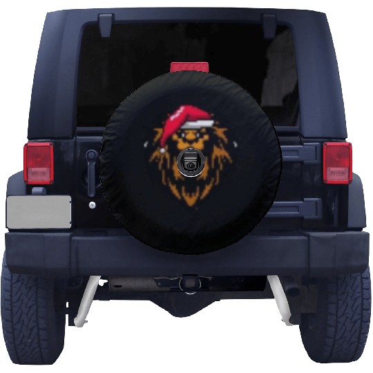 Lion Pixelated Christmas - Funny Lion Xmas Spare Tire Covers