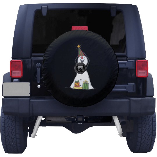 funny snowman with mustache and carrot Spare Tire Covers