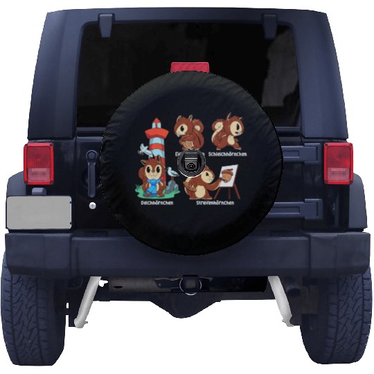 Nut Lover Wild Cute Squirrel Painting Walnut Shell Spare Tire Covers