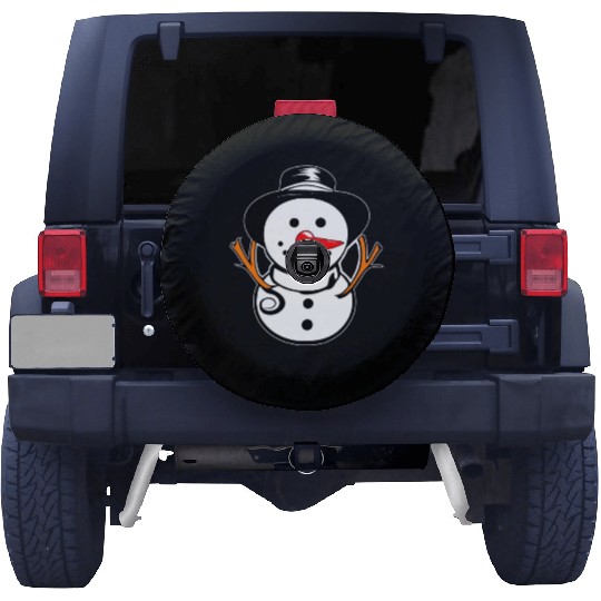 Cute Snowman With Carrot Nose And Hat Spare Tire Covers
