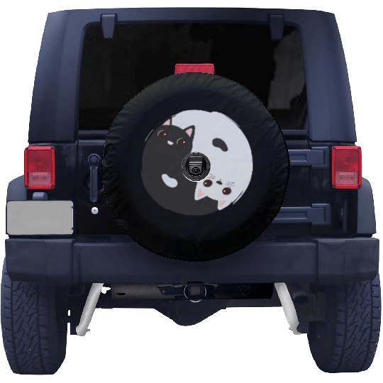 ying yang cat Spare Tire Covers