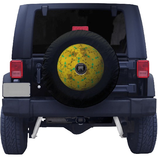 Golden-Yellow 3D Sphere with Green Highlights Spare Tire Covers