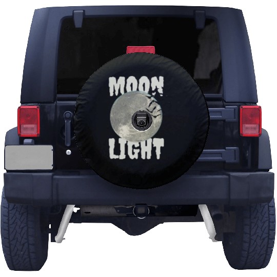 Dark Green Illustrated Moon Light Bat Spare Tire Covers
