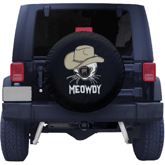 Meowdy Funny Cat Cowboy Hat Design Spare Tire Covers