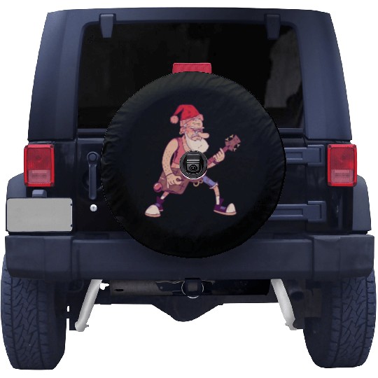 Bass Guitar Player Santa Claus Bass Guitarist Sant Spare Tire Covers