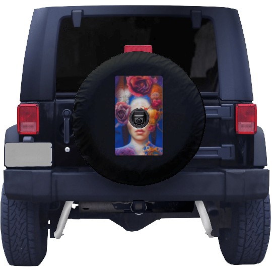 Painting Woman and flower Spare Tire Covers