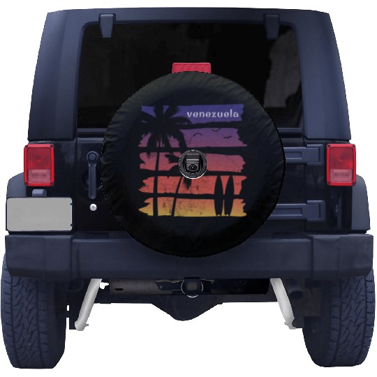 Cool Venezuela Surfing Fan Beach Palm Tree Spare Tire Covers