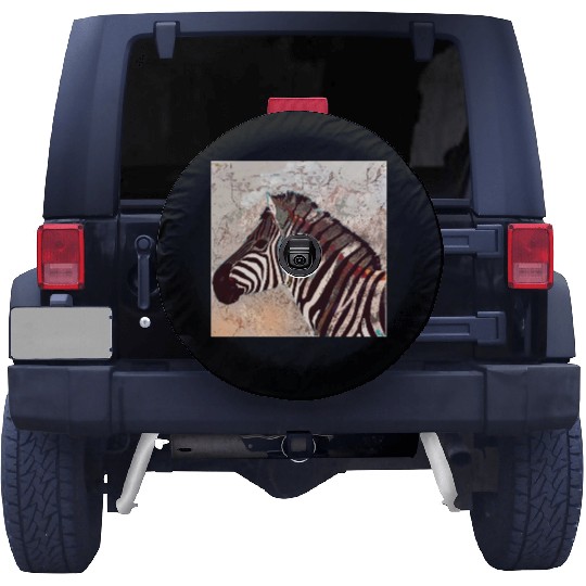 Zebra with neon colors Spare Tire Covers