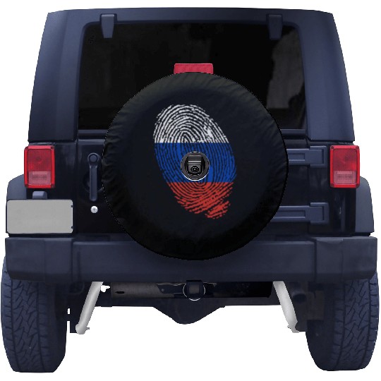Russian flag fingerprints Spare Tire Covers