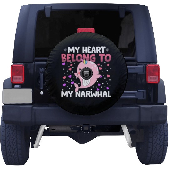 Valentines Day My Heart Belong to My Narwhal Boys Spare Tire Covers