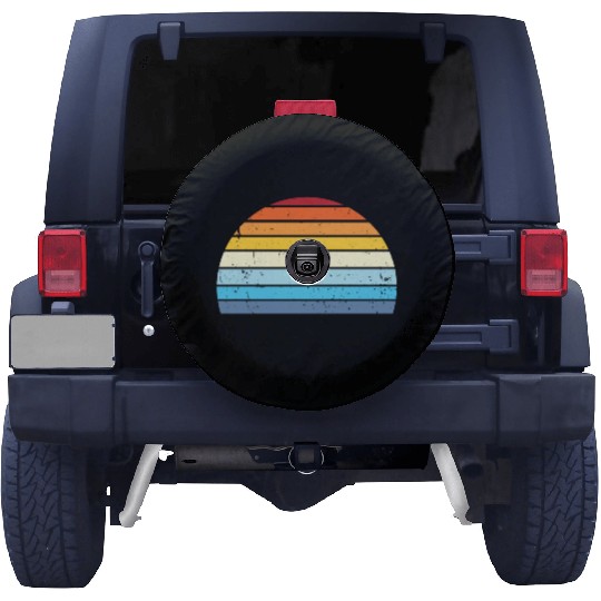 Vintage Distressed Retro Sunset | Red Yellow Blue Spare Tire Covers
