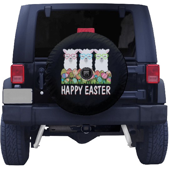 Happy Easter Eggs Easter Llama Alpaca Bunny Spare Tire Covers