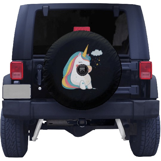 Rainbow Beauty: An Illustration of a Unicorn Pony Spare Tire Covers