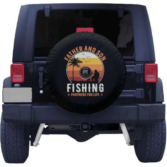 Father and son fishing partners for life Spare Tire Covers