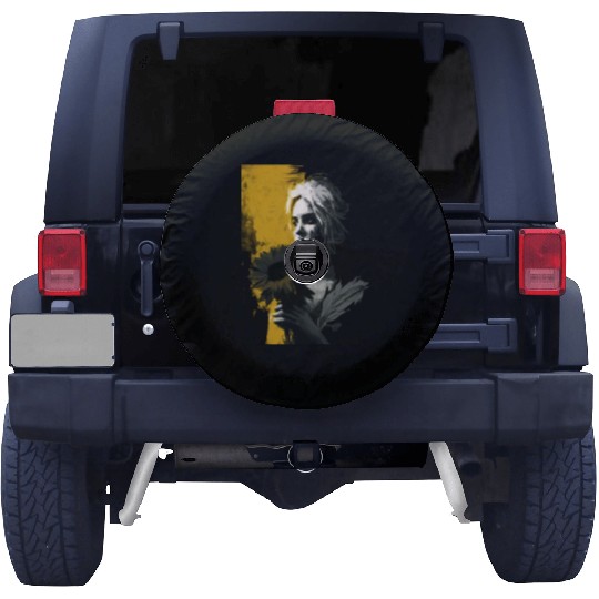 Art Painting Lover Sunflower Girl Art Painting Spare Tire Covers
