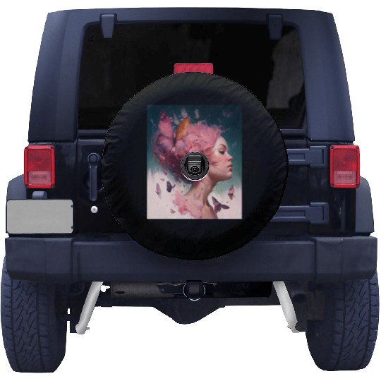 Breast Cancer Survivor Pink Flower Hair Girl Spare Tire Covers