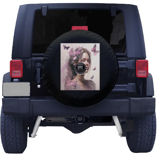 Breast Cancer Survivor Pink Flower Hair Girl Spare Tire Covers