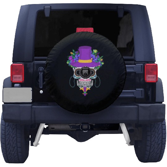 Dia De Los Muertos Mardi Gras Costume Flower Sugar Spare Tire Covers