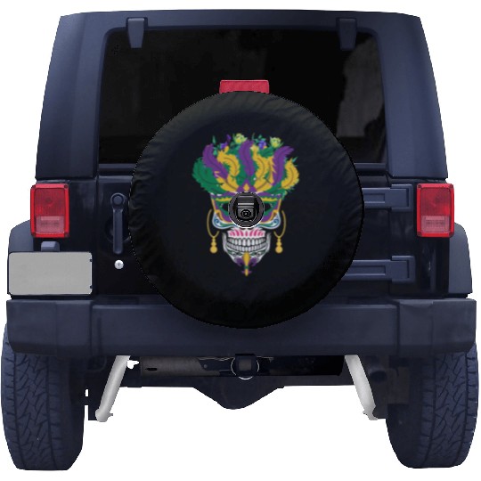 Mardi Gras Costume Dia De Los Muertos Flower Sugar Spare Tire Covers