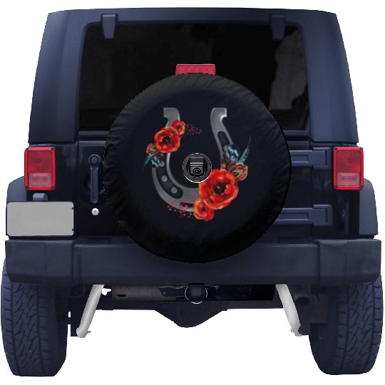 Floral Horseshoe With Poppies Spare Tire Covers