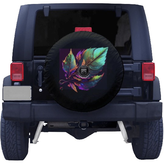 Vibrant Leaf Synthwave Spare Tire Covers