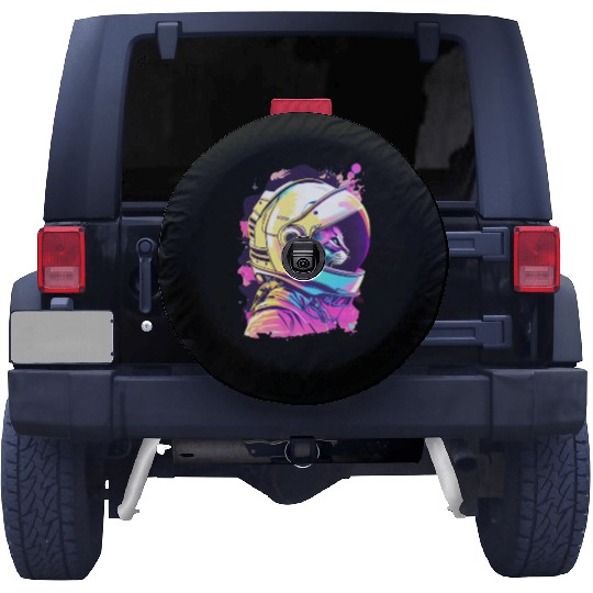Aesthetic Vaporwave Space Cat 80s 90s Astronaut Spare Tire Covers